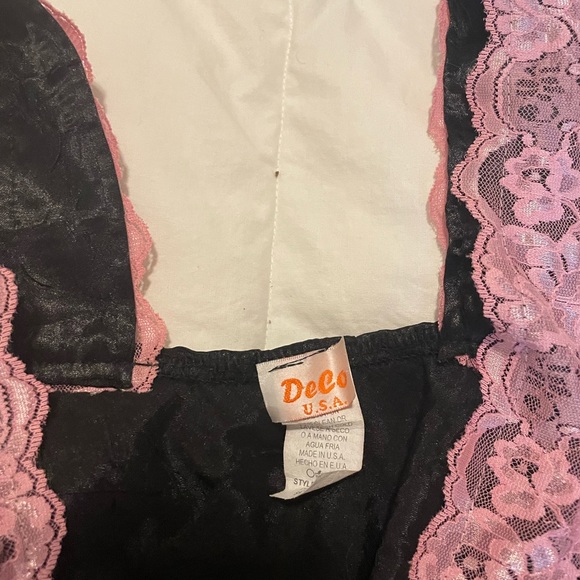 SOLD Black with pink lace slip dress - Picture 3 of 3